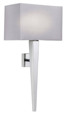 Luminosa Lighting Luminosa Moreto 1 Light Indoor Wall Light Chrome With Grey Silk Effect Shade, B22