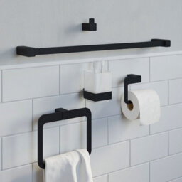 Affine Bathroom Wc Toilet Roll Holder Black Square Wall Mounted Stylish Modern - thumbnail 3