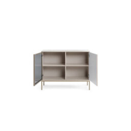 Arte Sento Cashmere & Gold Display Cabinet - 104Cm Modern Unit With Push-To-Open & Led Lighting - thumbnail 3