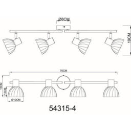 Luminosa Lighting Luminosa Zachery Ceiling Spotlight Bar Nickel Matt Satined Glass Shade 4X E14 - thumbnail 7