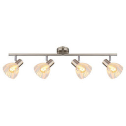 Luminosa Lighting Luminosa Zachery Ceiling Spotlight Bar Nickel Matt Satined Glass Shade 4X E14 - thumbnail 3