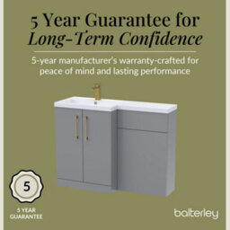 Balterley Left-Hand Bathroom Vanity And Wc Unit Combination With Basin - 1100mm - Satin Grey With Brushed Brass Handles - thumbnail 6