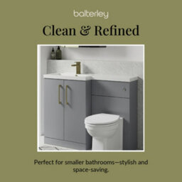 Balterley Left-Hand Bathroom Vanity And Wc Unit Combination With Basin - 1100mm - Satin Grey With Brushed Brass Handles - thumbnail 7