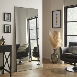 The Online Mirror Shop Leaner Mirror Islington Wall Dressing Handcrafted And Finished Rectangular Shape With Metal Black Frame- H 180Cm X W 80Cm
