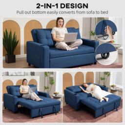 Wyld Haus Mizifi 2-Seater Pull-Out Sofa Bed Dark Blue Fabric 157X190Cm - thumbnail 5