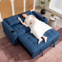 Wyld Haus Mizifi 2-Seater Pull-Out Sofa Bed Dark Blue Fabric 157X190Cm - thumbnail 9