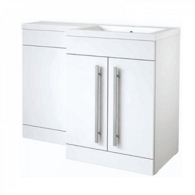 Clifton Bathroom Right Handed 2 Door Combination Unit With L Shape Basin 1100mm Wide (Nexus) - White - Brassware Not Included - image 1