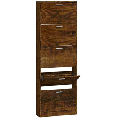 Berkfield Modern Shoe Cabinet Smoked Oak 59X17X169 Cm Engineered Wood - image 1