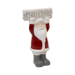 Four Candle White Santa Christmas Decoration 22Cm