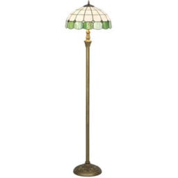 Tiffany Style Floor Lamp With Glass Shade, Bronze Tone And Green - thumbnail 1