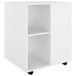 Berkfield Modern Rolling Cabinet White 60X53X72 Cm Engineered Wood - thumbnail 1