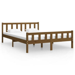 Berkfield Bed Frame Honey Brown Solid Wood 150X200 Cm King Size - thumbnail 2