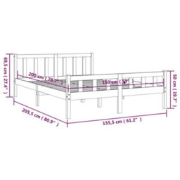 Berkfield Bed Frame Honey Brown Solid Wood 150X200 Cm King Size - thumbnail 9