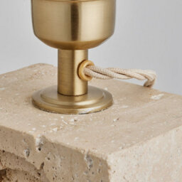 Industville Travertine Rectangular Table Lamp, Rounded Rectangle Cotton Shade - thumbnail 7