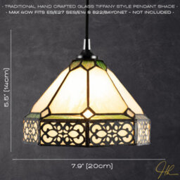 Happy Homewares Classic 1920S Shabby Chic Pendant Light Shade With Metal Scrollwork Decoration - thumbnail 6