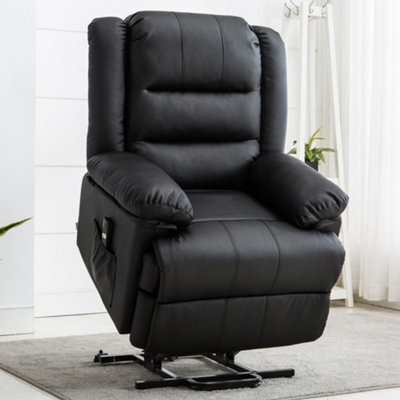 More4Homes Loxley Single Motor Electric Riser Rise Recliner Bonded Leather Armchair Electric Lift Chair (Black) - image 1