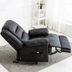 More4Homes Loxley Single Motor Electric Riser Rise Recliner Bonded Leather Armchair Electric Lift Chair (Black) - thumbnail 9
