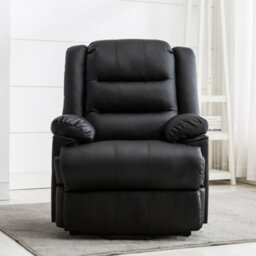 More4Homes Loxley Single Motor Electric Riser Rise Recliner Bonded Leather Armchair Electric Lift Chair (Black) - thumbnail 8