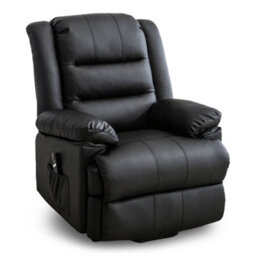 More4Homes Loxley Single Motor Electric Riser Rise Recliner Bonded Leather Armchair Electric Lift Chair (Black) - thumbnail 2