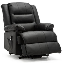 More4Homes Loxley Single Motor Electric Riser Rise Recliner Bonded Leather Armchair Electric Lift Chair (Black) - thumbnail 3