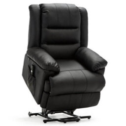 More4Homes Loxley Single Motor Electric Riser Rise Recliner Bonded Leather Armchair Electric Lift Chair (Black) - thumbnail 5