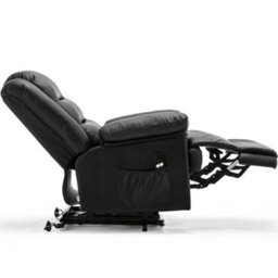More4Homes Loxley Single Motor Electric Riser Rise Recliner Bonded Leather Armchair Electric Lift Chair (Black) - thumbnail 4