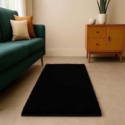 Uetian Black Soft Plush Area Rug Modern Floor Carpet Home Decor (80X150) - image 1
