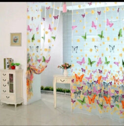 2Pc Butterfly Tulle Curtains Sheer Window And Balcony Panels 200Cm X 100Cm - thumbnail 3