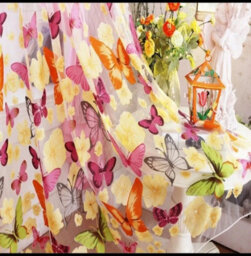 2Pc Butterfly Tulle Curtains Sheer Window And Balcony Panels 200Cm X 100Cm - thumbnail 2