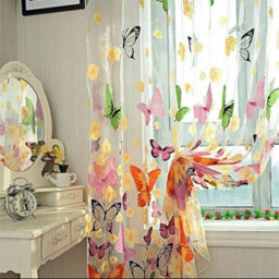 2Pc Butterfly Tulle Curtains Sheer Window And Balcony Panels 200Cm X 100Cm - thumbnail 1