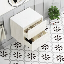 Royal Bathrooms Royal Bathroom Elmore 600mm Classic White Wall Mounted Bathroom Vanity Unit 2 Drawer Plain White Worktop With Breeze Basin - thumbnail 6