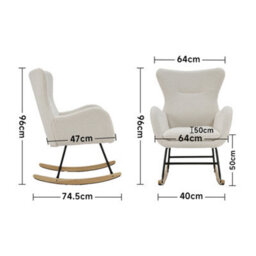Living And Home Comfy Sherpa Upholstered Rocking Armchair Accent Chair With High Backrest And Armrests - thumbnail 6