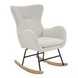 Living And Home Comfy Sherpa Upholstered Rocking Armchair Accent Chair With High Backrest And Armrests - thumbnail 3