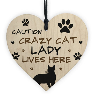 Red Ocean Cat Sign Crazy Cat Lady Gift For Women Cat Gift Funny Cat Sign For Cat Lover