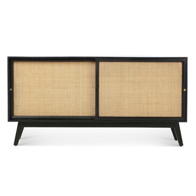 Desser Manhattan Sideboard With Sliding Doors Mango Wood In Black (H75Cm X W150Cm X D45Cm) - image 1