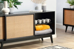 Desser Manhattan Sideboard With Sliding Doors Mango Wood In Black (H75Cm X W150Cm X D45Cm) - thumbnail 3