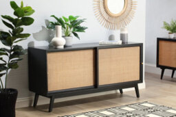 Desser Manhattan Sideboard With Sliding Doors Mango Wood In Black (H75Cm X W150Cm X D45Cm) - thumbnail 2