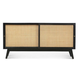 Desser Manhattan Sideboard With Sliding Doors Mango Wood In Black (H75Cm X W150Cm X D45Cm) - thumbnail 1