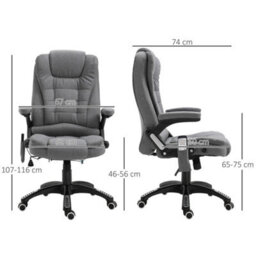 Office Chair Heated Massage Recline Grey - thumbnail 2