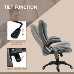 Office Chair Heated Massage Recline Grey - thumbnail 3