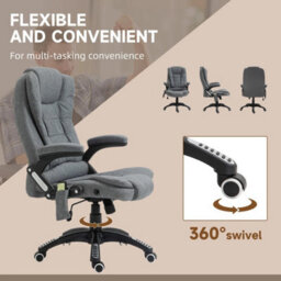 Office Chair Heated Massage Recline Grey - thumbnail 6