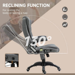 Office Chair Heated Massage Recline Grey - thumbnail 4