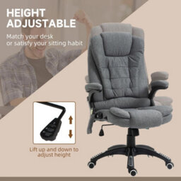 Office Chair Heated Massage Recline Grey - thumbnail 5