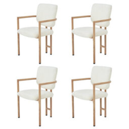Bouclé Dining Chairs With Metal Legs, Natural Wood Colour, Set Of 4 - thumbnail 6