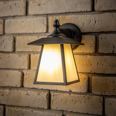 CGC Lighting Cgc Black Outdoor Outside Wall Light Traditional Vintage Opal Diffuser E27 Porch Garden - image 1