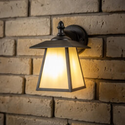 CGC Lighting Cgc Black Outdoor Outside Wall Light Traditional Vintage Opal Diffuser E27 Porch Garden
