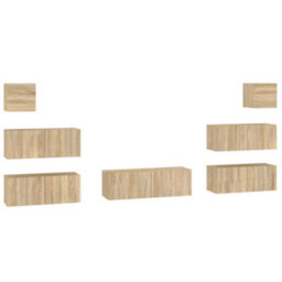 Berkfield 7 Piece Tv Cabinet Set Sonoma Oak Engineered Wood - thumbnail 2