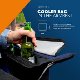 Voyager Folding Camping Chairs 2 Pack With Cooler Bag, Lightweight Q195 Steel Frame, 600D Oxford Fabric, Portable - Navy - thumbnail 5