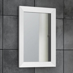 Ibathuk Brillia Modern Wall Hung Mirror, White Framed Bevelled Glass, Stylish Bathroom Furniture For A Clean Contemporary Look - thumbnail 6