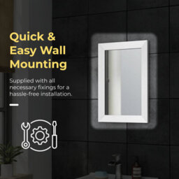 Ibathuk Brillia Modern Wall Hung Mirror, White Framed Bevelled Glass, Stylish Bathroom Furniture For A Clean Contemporary Look - thumbnail 5